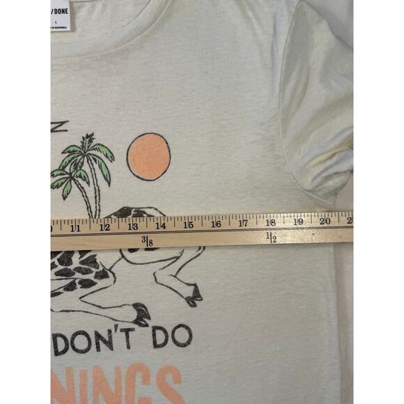 RE/DONE Hanes Giraffe Mornings T-shirt Tee White Top Vintage Ivory Cotton L - Picture 7 of 8